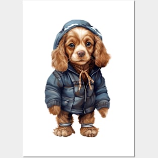 Winter American Cocker Spaniel Dog Posters and Art